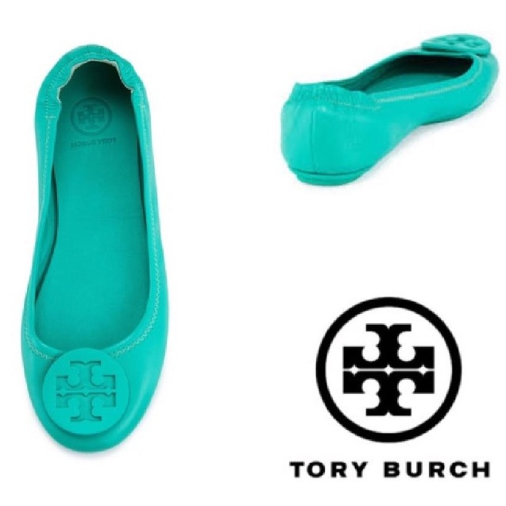 Turquoise Tory Burch Ballet Flats